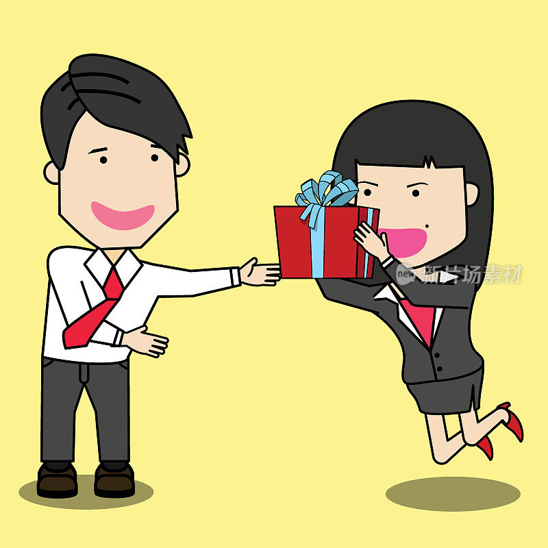 商人送礼盒给商业女性合伙人。