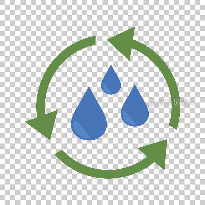 水循环图标。平面向量插图