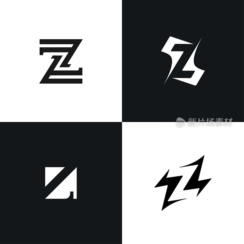 字母Z图标图标公司抽象标志集合。