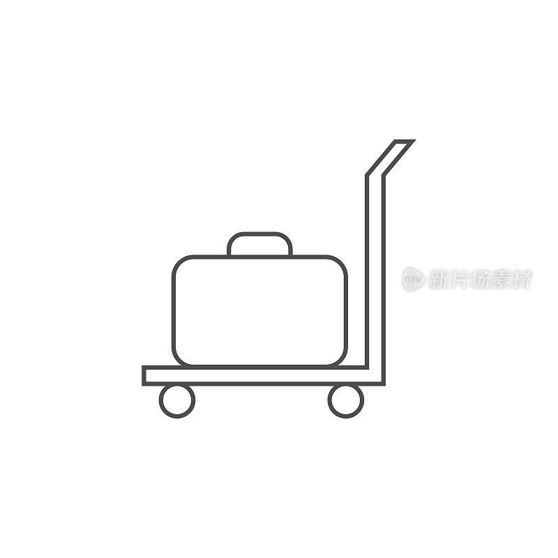 带有行李箱图标的货物手推车。元素的移动概念和web应用程序。细线图标用于网站设计和开发，应用程序开发。溢价图标