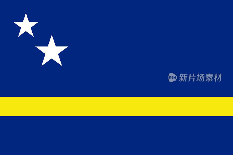 库拉索岛的国旗。独立国家的主要象征。这是一个大的民主州的特点。