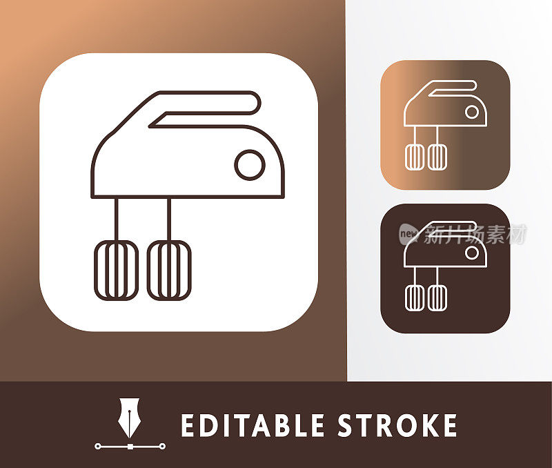 厨房和烹饪手搅拌机或搅拌机细线图标-可编辑stroke