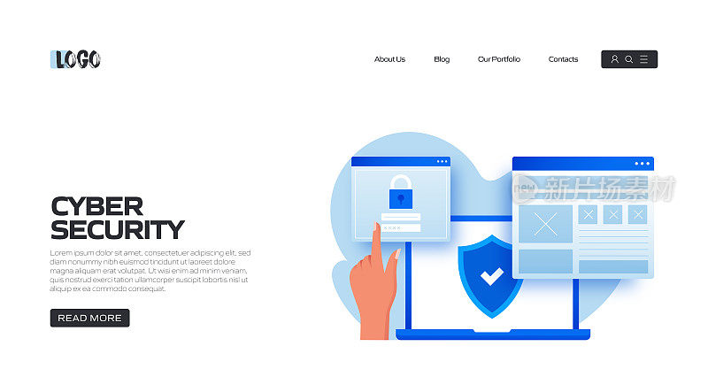 网络安全概念矢量插图登陆页面模板，网站横幅，广告和营销材料，在线广告，业务演示等。