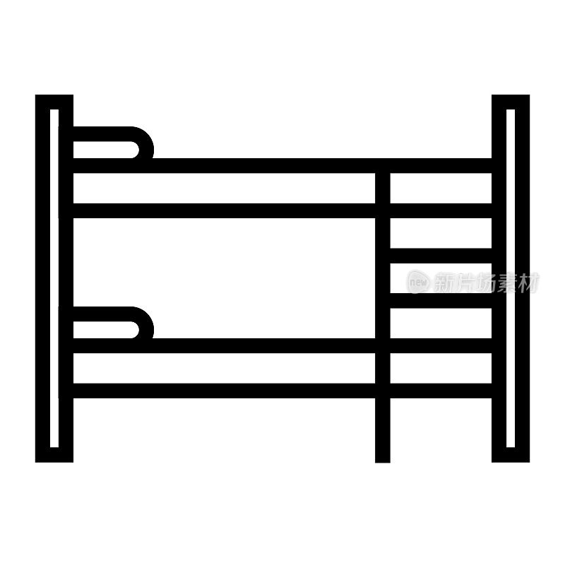 旅舍线图标,轮廓符号矢量插图