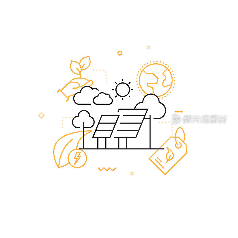 全球变暖线图标，轮廓矢量符号说明。