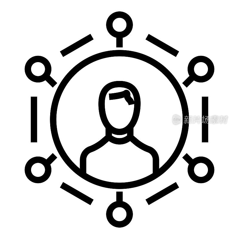 社会网络线图标,轮廓符号矢量插图
