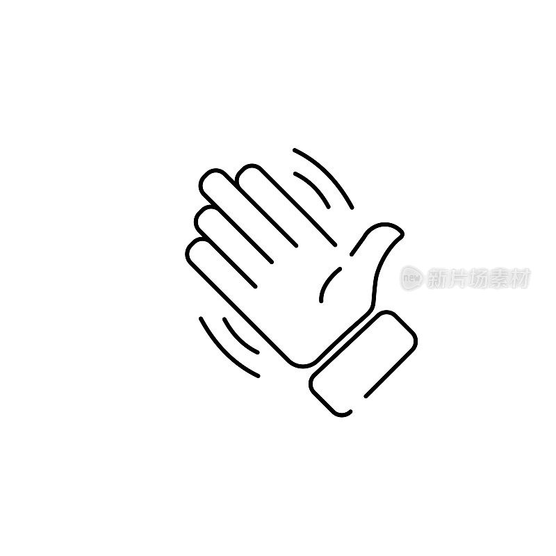 挥手，挥手hi或hello手势线艺术矢量图标的应用程序和网站的表情符号