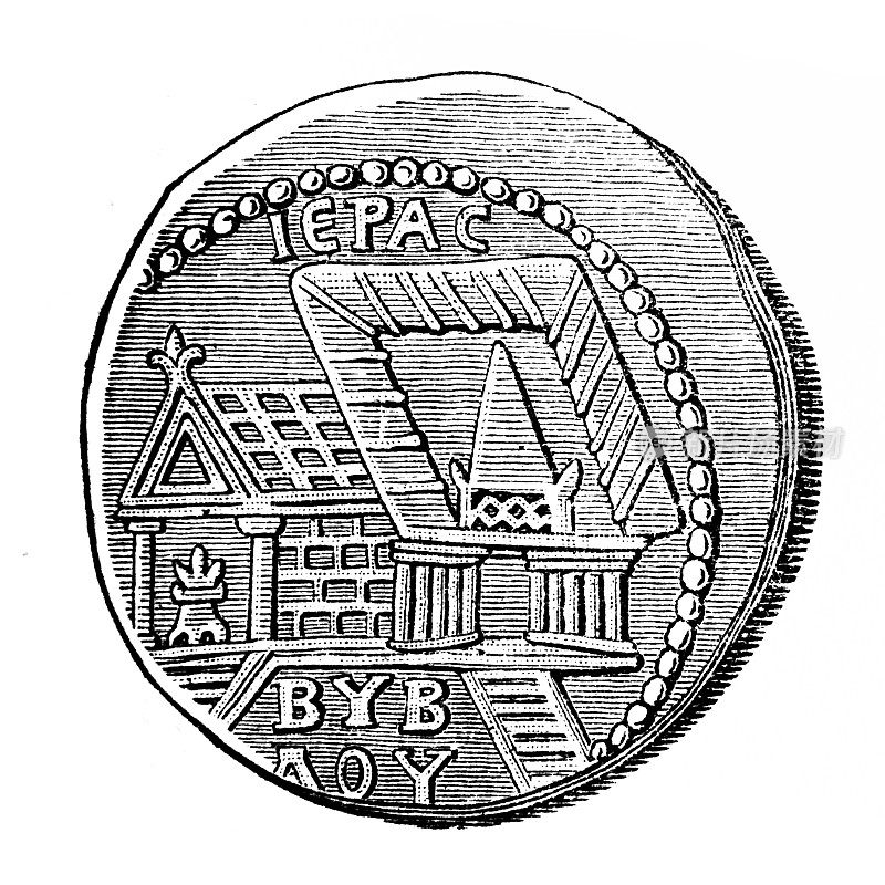 比布鲁斯城的青铜硬币，马克林努斯皇帝217-218