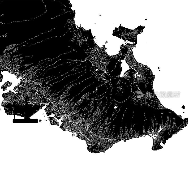 火奴鲁鲁，夏威夷美国矢量地图