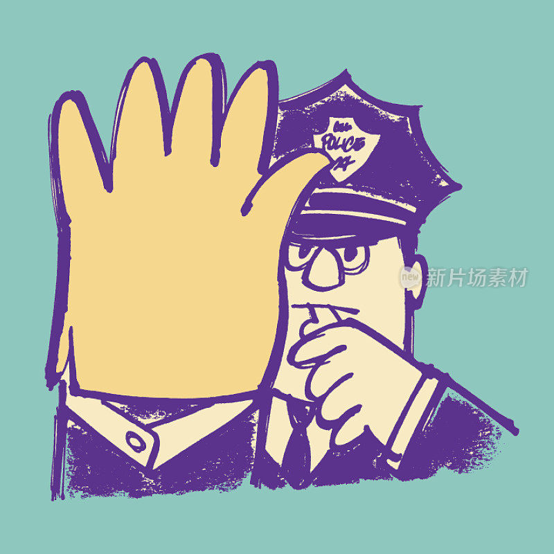 插图的警察显示停止手势