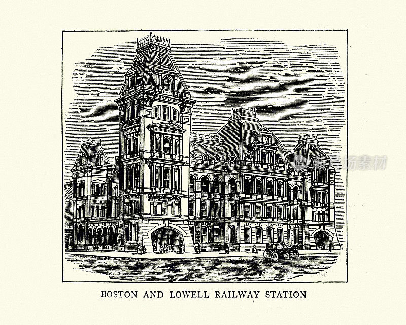 波士顿和洛厄尔火车站，美国，1872年，维多利亚建筑19世纪