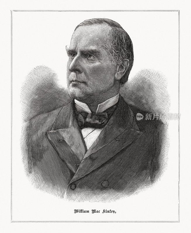 威廉・麦金利(1843-1901)，美国第25任总统木版，1897年出版