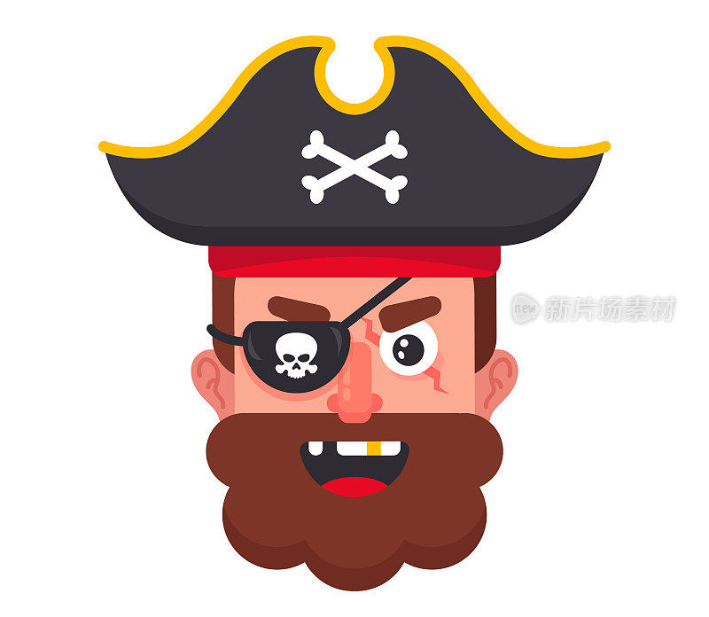 戴着帽子，留着胡子的愤怒海盗。海贼