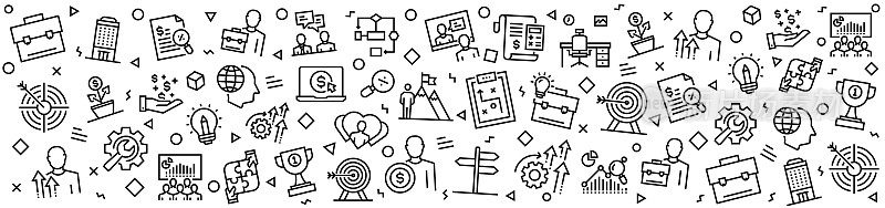 商业模式与线性图标,潮流线性风格向量