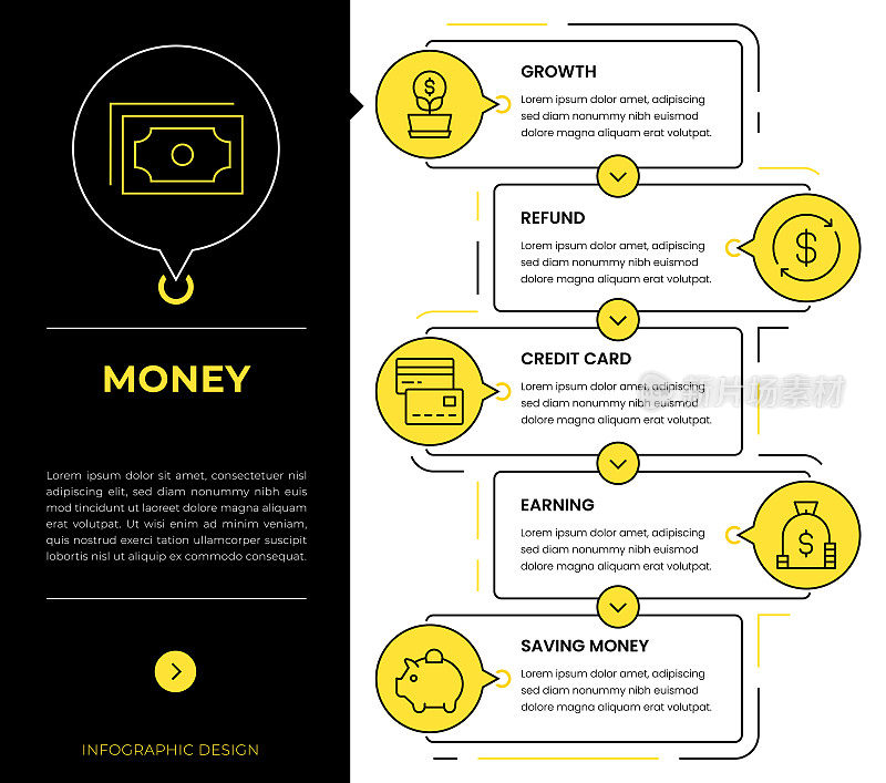 金钱信息图概念向量