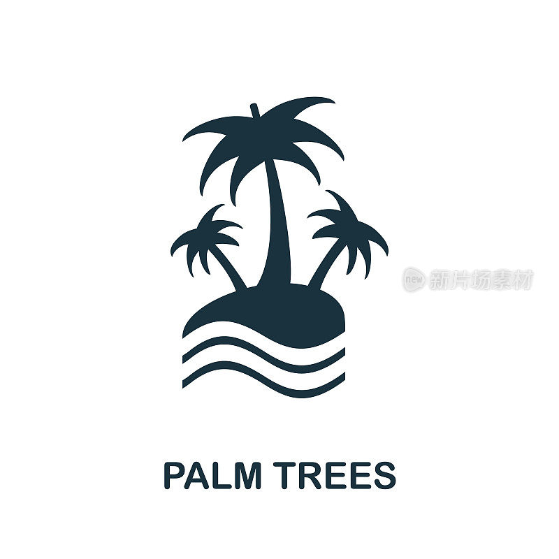 棕榈树图标。来自假期收藏的简单插图。创意棕榈树图标为网页设计，模板，信息图和更多