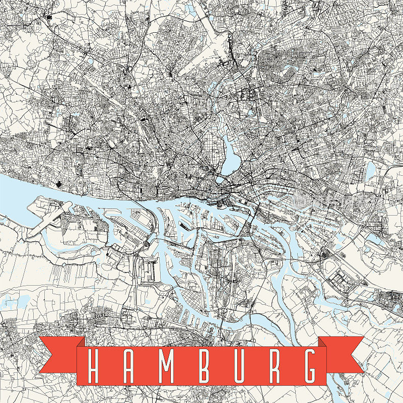 汉堡，德国矢量地图