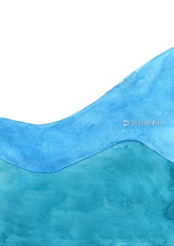 海洋蓝色水彩波浪层背景为自然，海洋生物和水生概念。