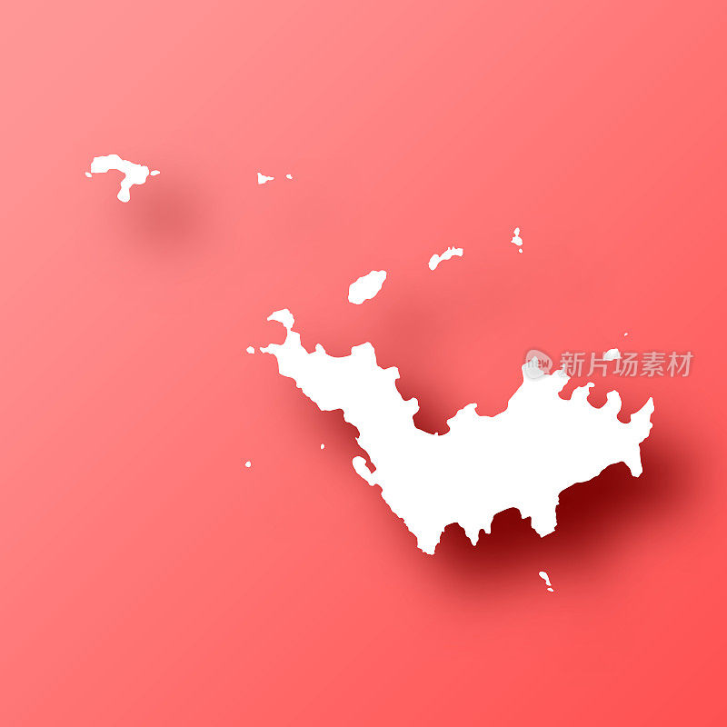圣巴特尔米地图红色背景与阴影