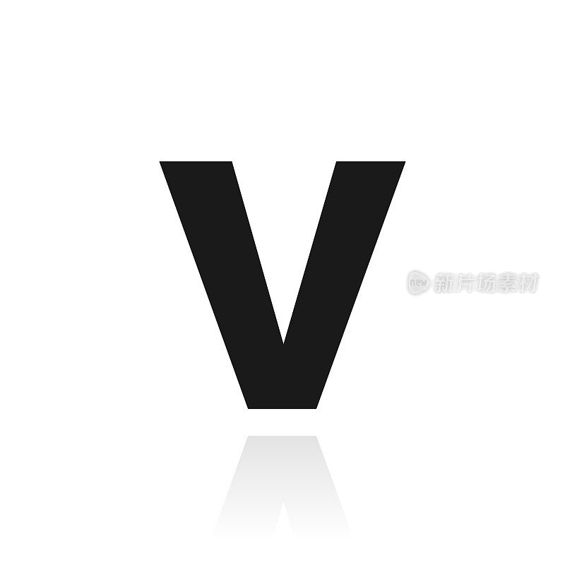 字母v.白色背景反射的图标