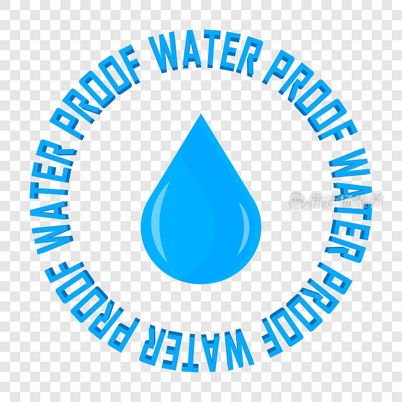 防水的迹象。防水贴纸、标签或海报。防水表面。矢量图