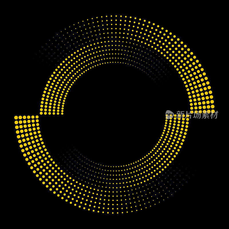 由双色圆点组成的渐黄半圆部分