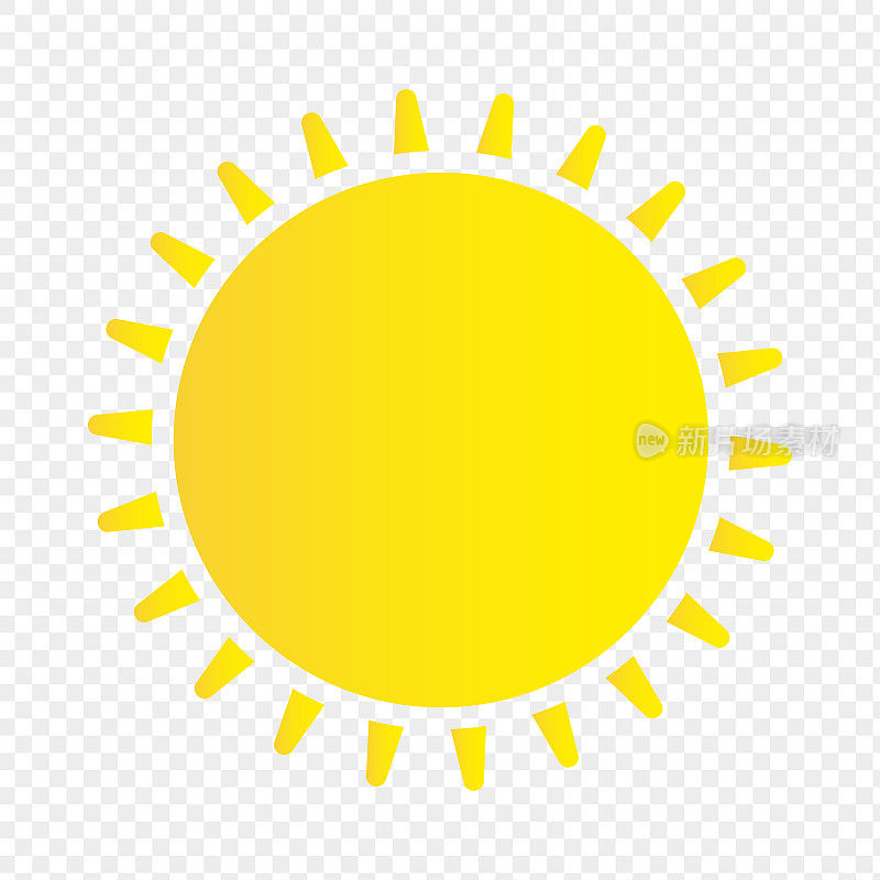 太阳图标。天气太阳图标。黄色的太阳星。夏季元素的设计。
