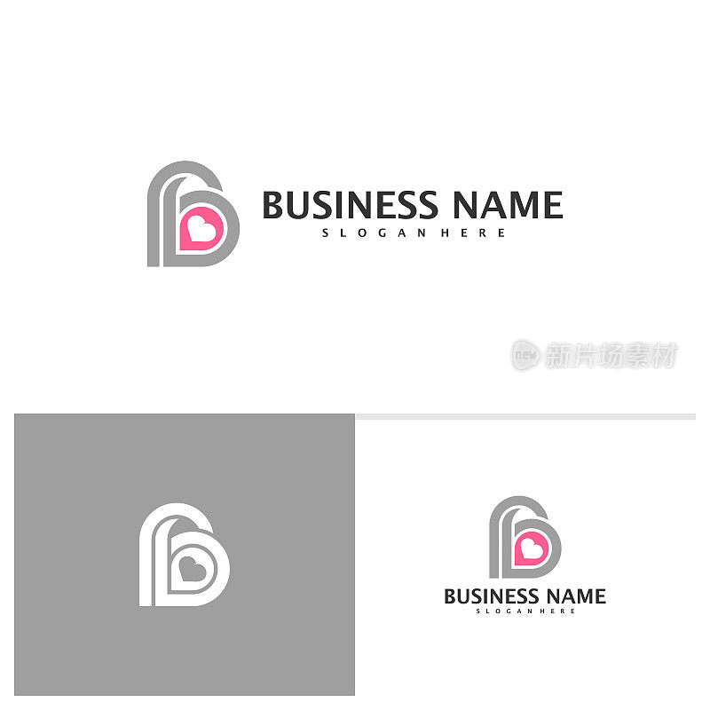 字母B爱标志模板，创意B标志设计向量，爱标志概念