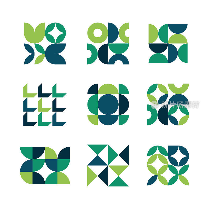 向量集极简主义几何包豪斯风格的符号设计元素