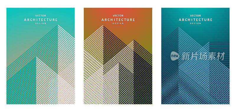 矢量抽象线条艺术风格建筑施工封面宣传册设计模板背景