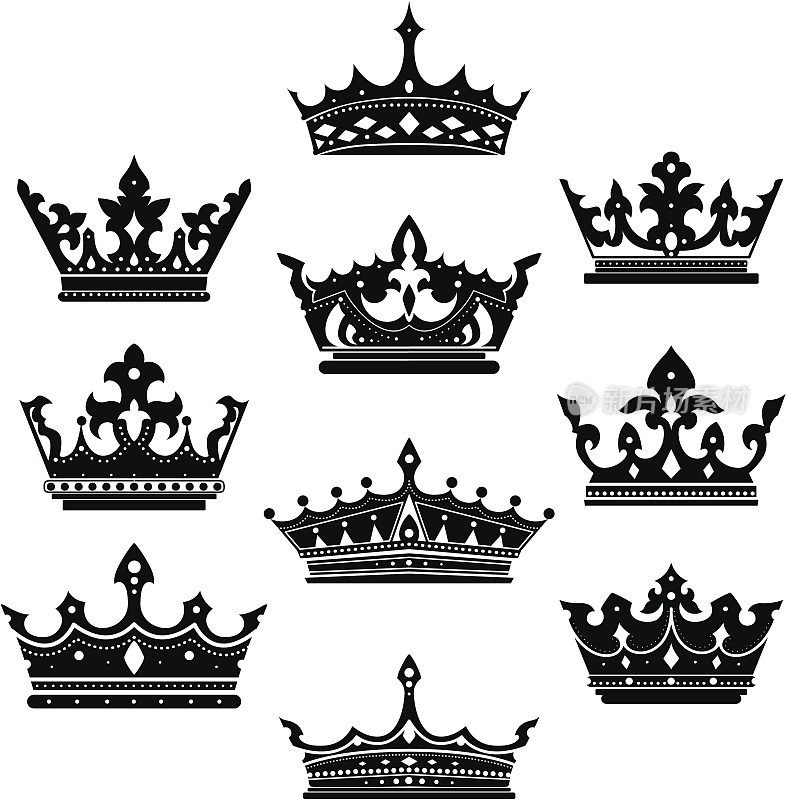 黑色王冠设置纹章设计