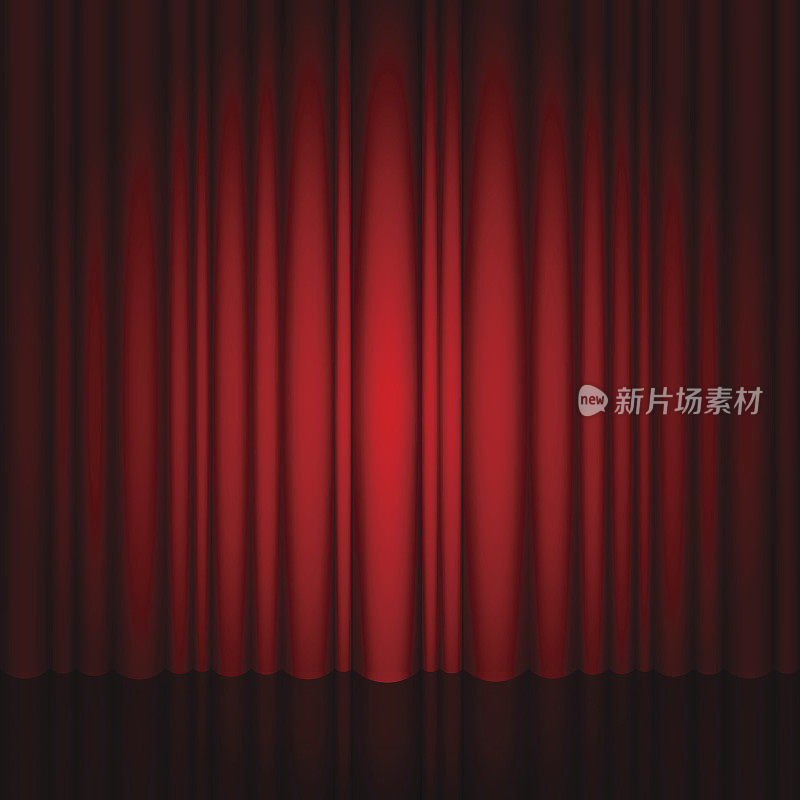 红色的窗帘和灯光。红色舞台，光滑的地板。