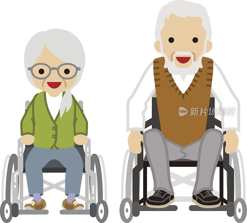 老年夫妇-轮椅一对