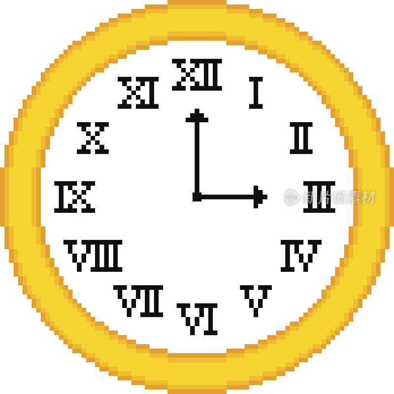 罗马数字时钟在一个8位复古风格