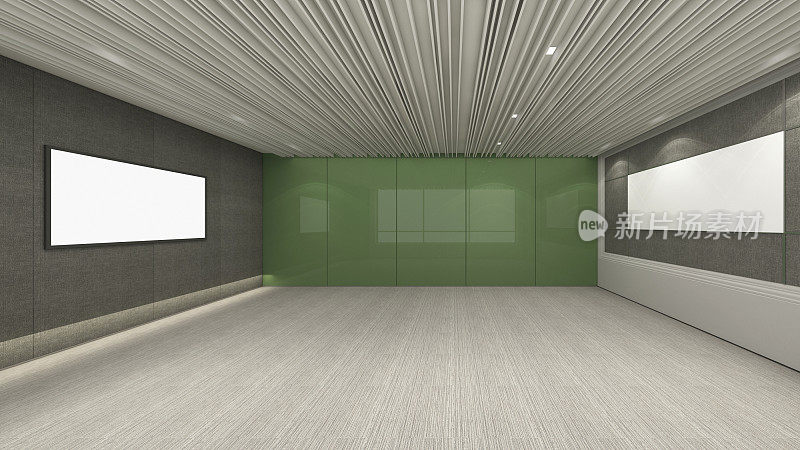 现代空房间，3d渲染室内设计，模拟插图