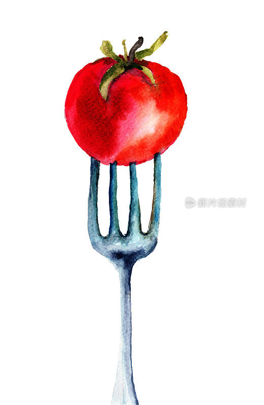 叉子上的番茄