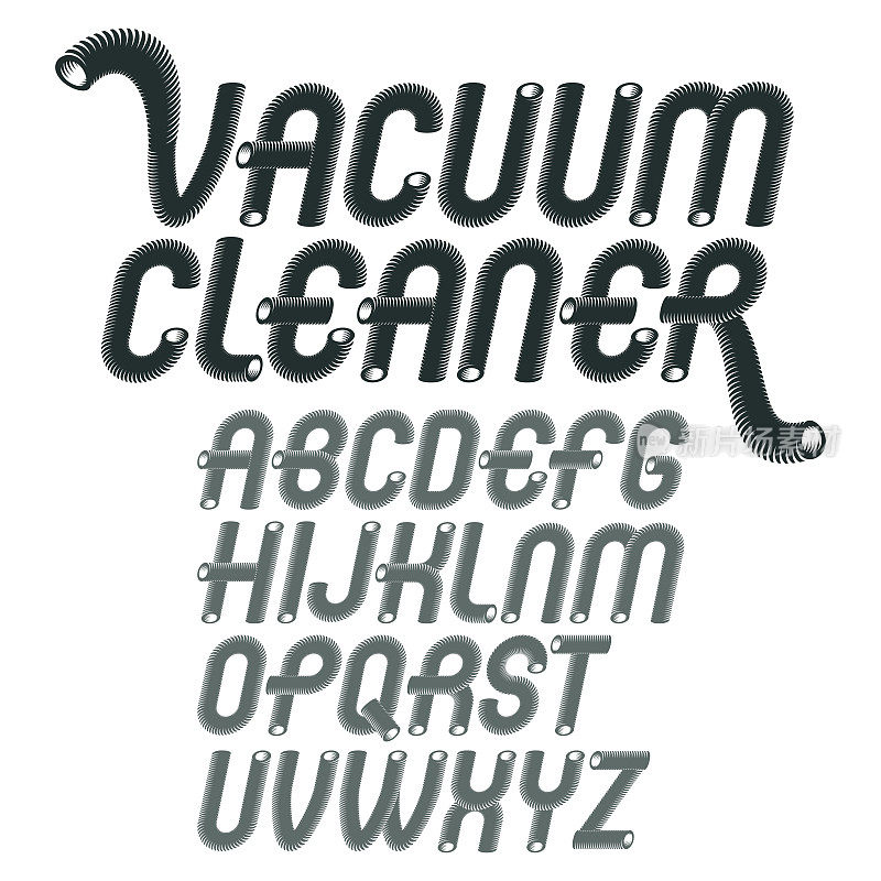 向量大写现代字母集。时髦的圆角斜体字体