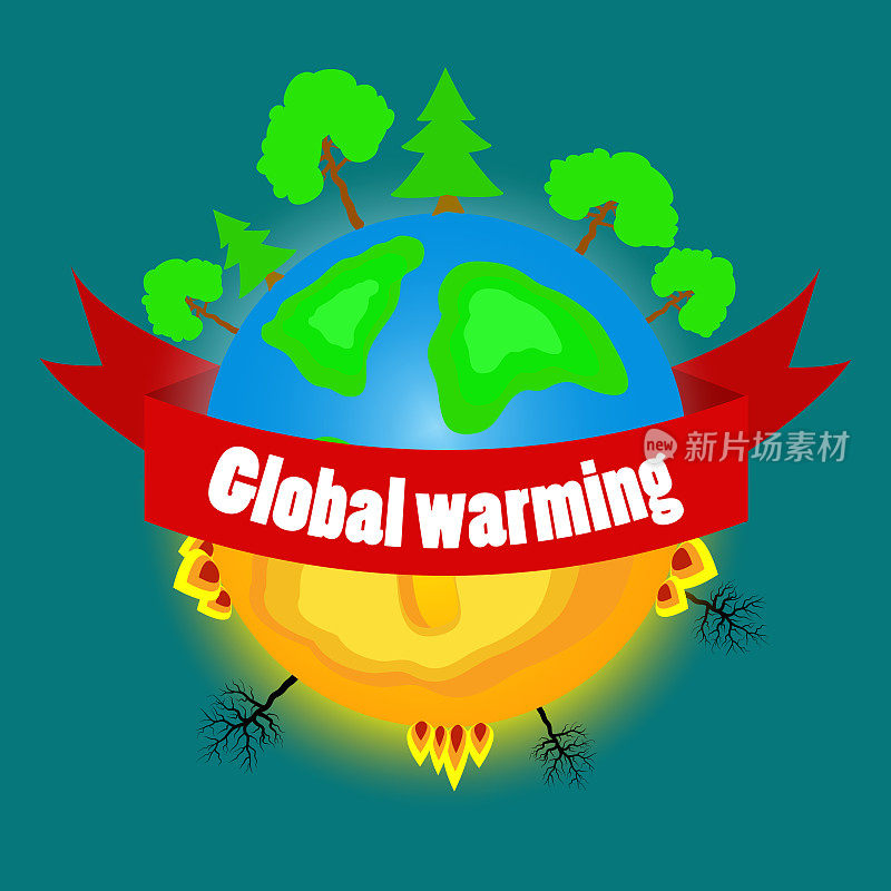 全球变暖与拯救地球矢量图概念。