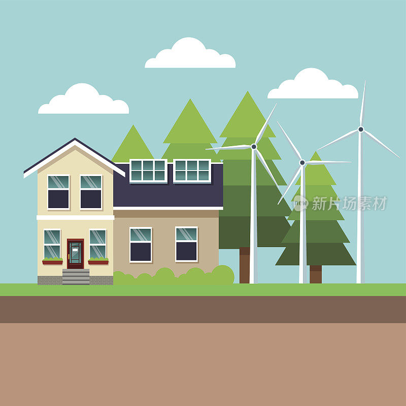 现代住宅绿色能源风力涡轮机