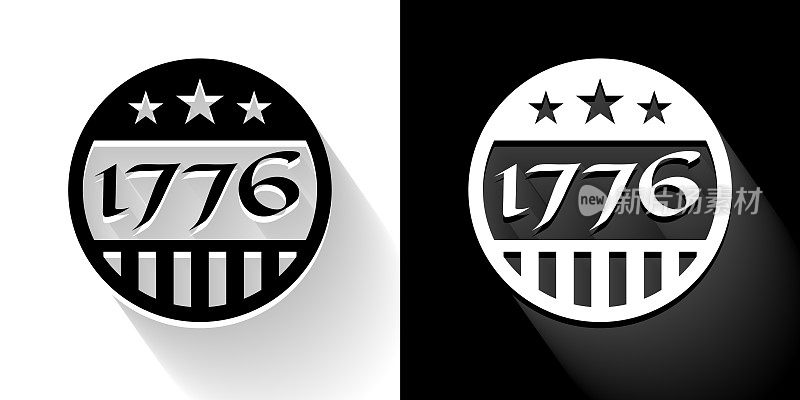 1776年独立纪念日黑白长影标志