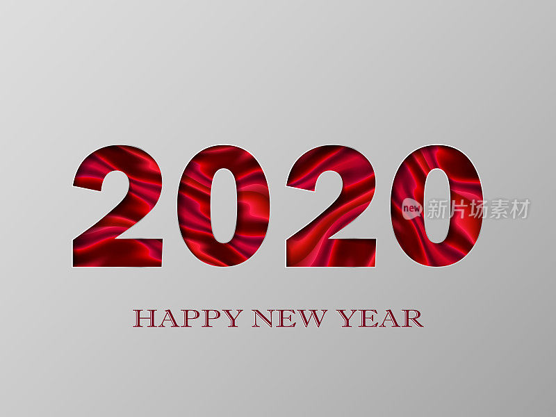 2020年新年快乐横幅与3d流体设计