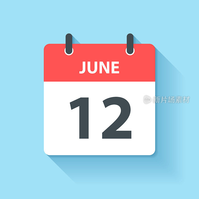6月12日-日日历图标在平面设计风格
