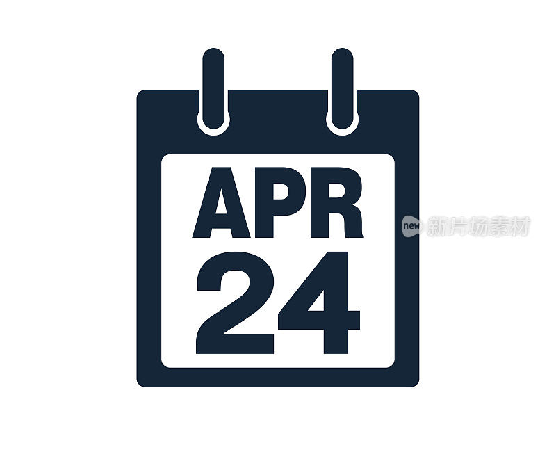 4月24日日历图标股票矢量插图