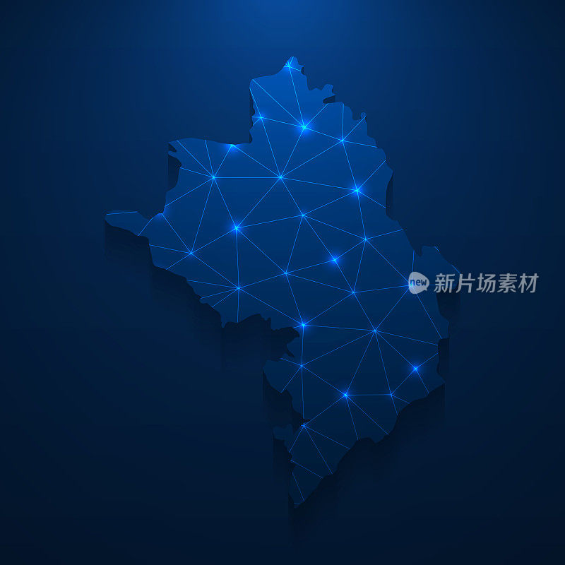 纳戈尔诺-卡拉巴赫地图网络-明亮的网格在深蓝色的背景