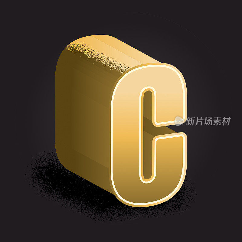 金色3d装饰字母C设计