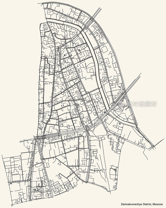 俄罗斯莫斯科中央行政区扎莫斯克沃勒切耶区街道道路图