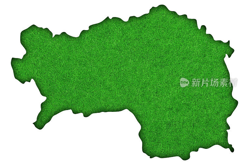 绿色毛毡上的Styria地图，