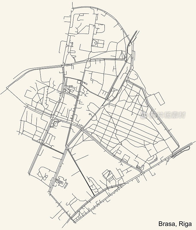 拉脱维亚里加布拉萨附近的街道道路图