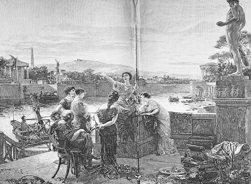 卡图卢斯在罗马台伯与朋友们讨论