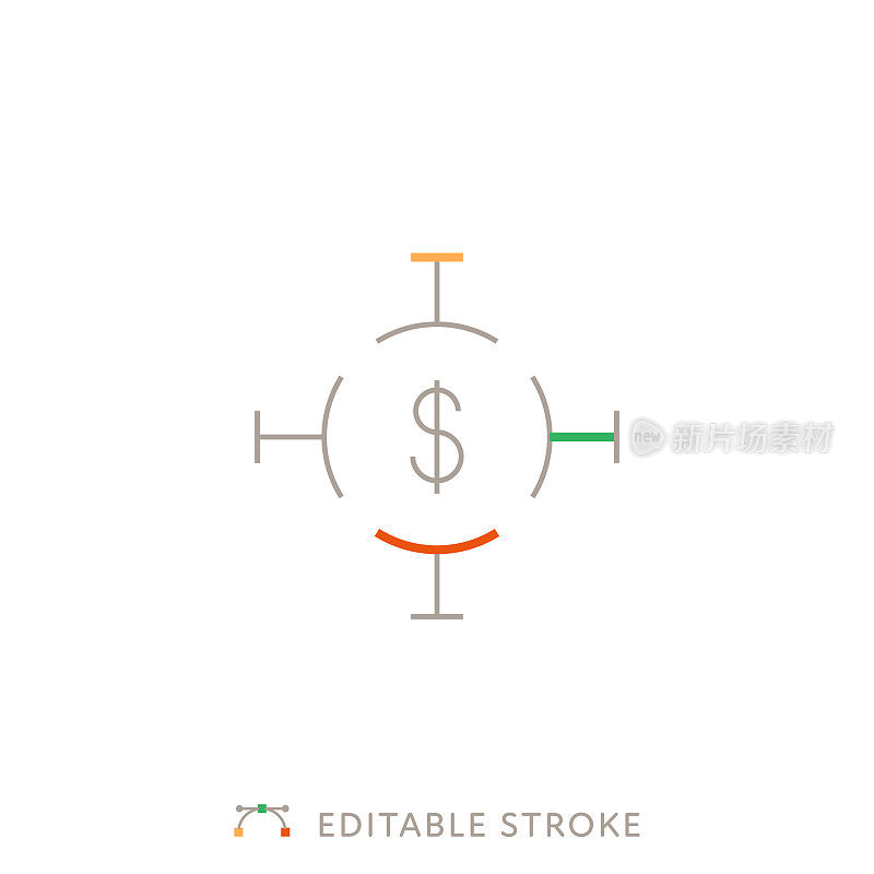 找到基金多色线图标与可编辑的Stroke